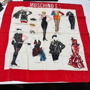 Moschino Red and White Fashion Scarf